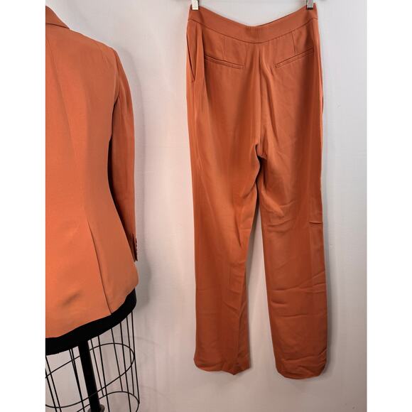 REISS Rust Nuria Tailored Blazer 6 Peak Lapel Slim Straight Pant Full Suit 4 NEW - Picture 7 of 12